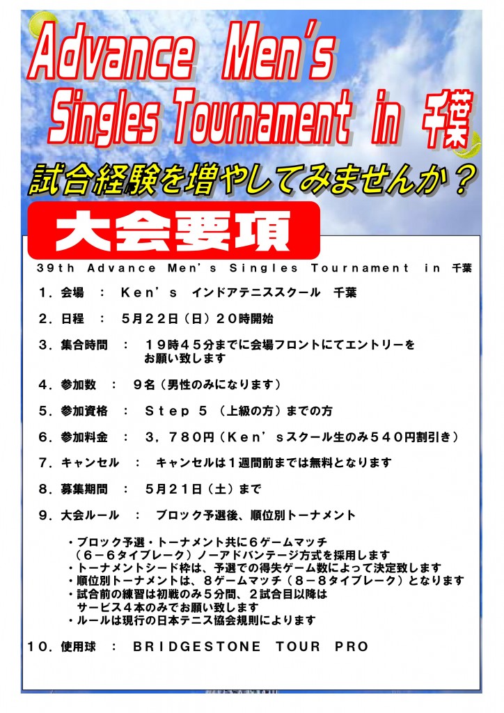 男子シングルス大会（アドバンス）（2016.05